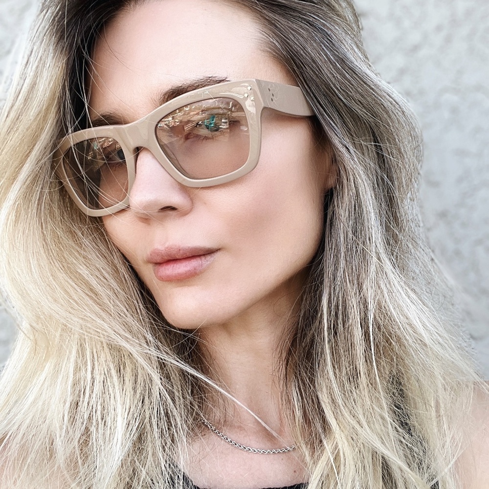 Celine Beige Square Frame Sunglasses for Women